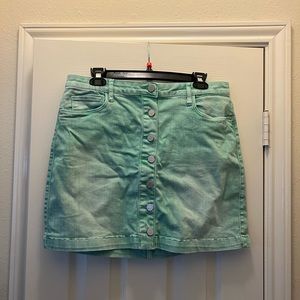 Turquoise denim skirt